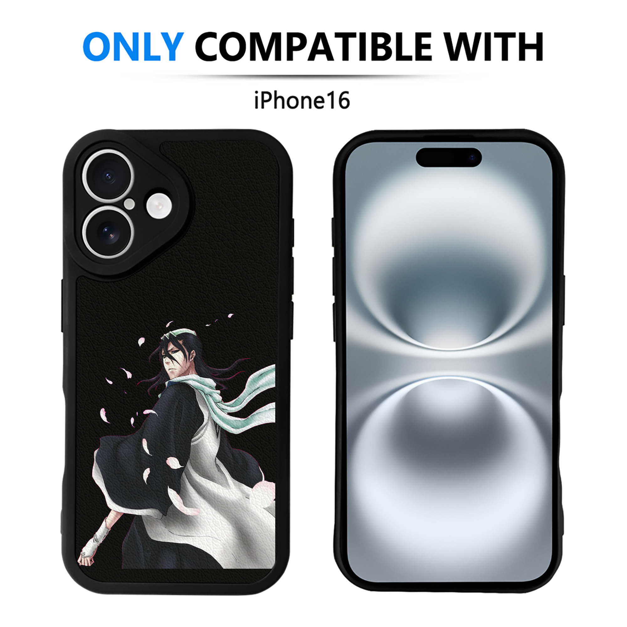 （画像用） ブリーチ くちき びゃくや BLEACH Kuchiki Byakuya 【iPhone 16シリーズ対応】シリコンスマホケース（レザー調） 材質：シリコン